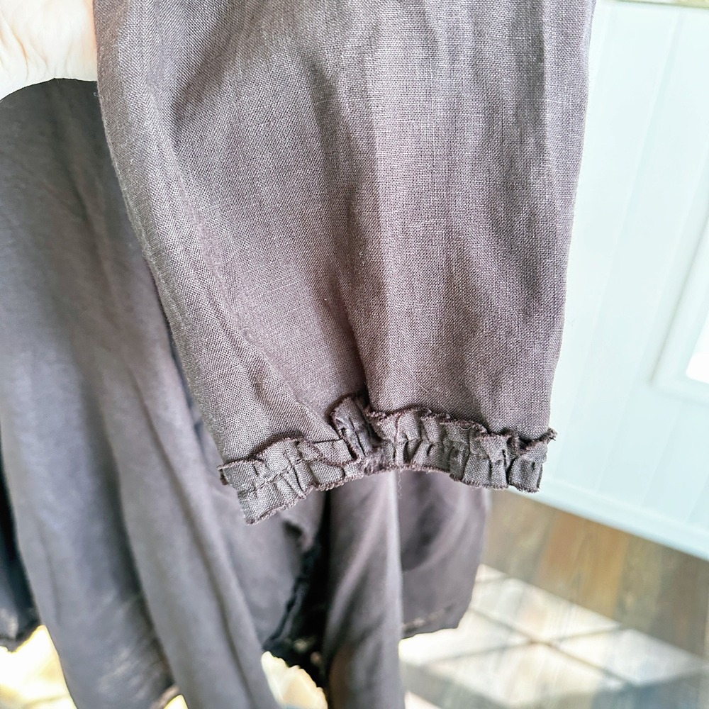 Match Point Womens Cardigan Size M Brown Lagenlook Ruffle Trim Open Front Layer - Picture 4 of 6